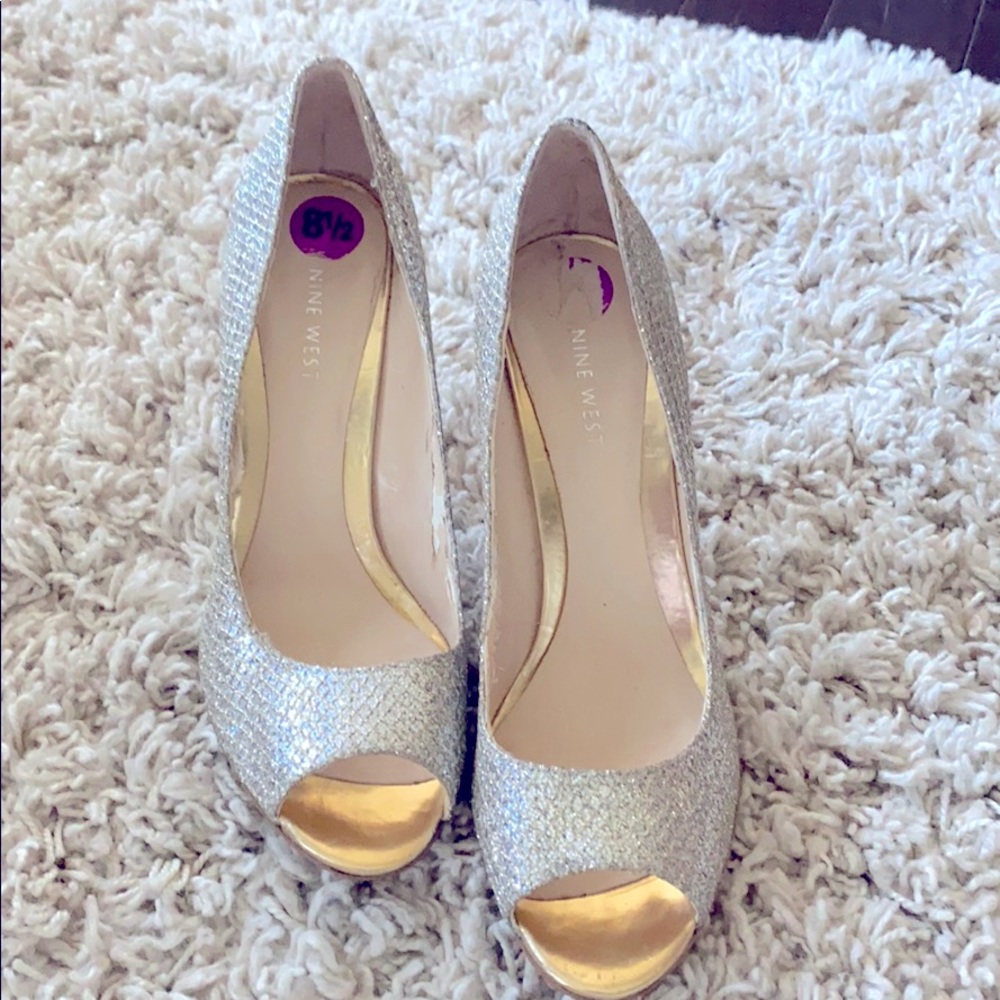 Nine West Gold and Silver High Heels